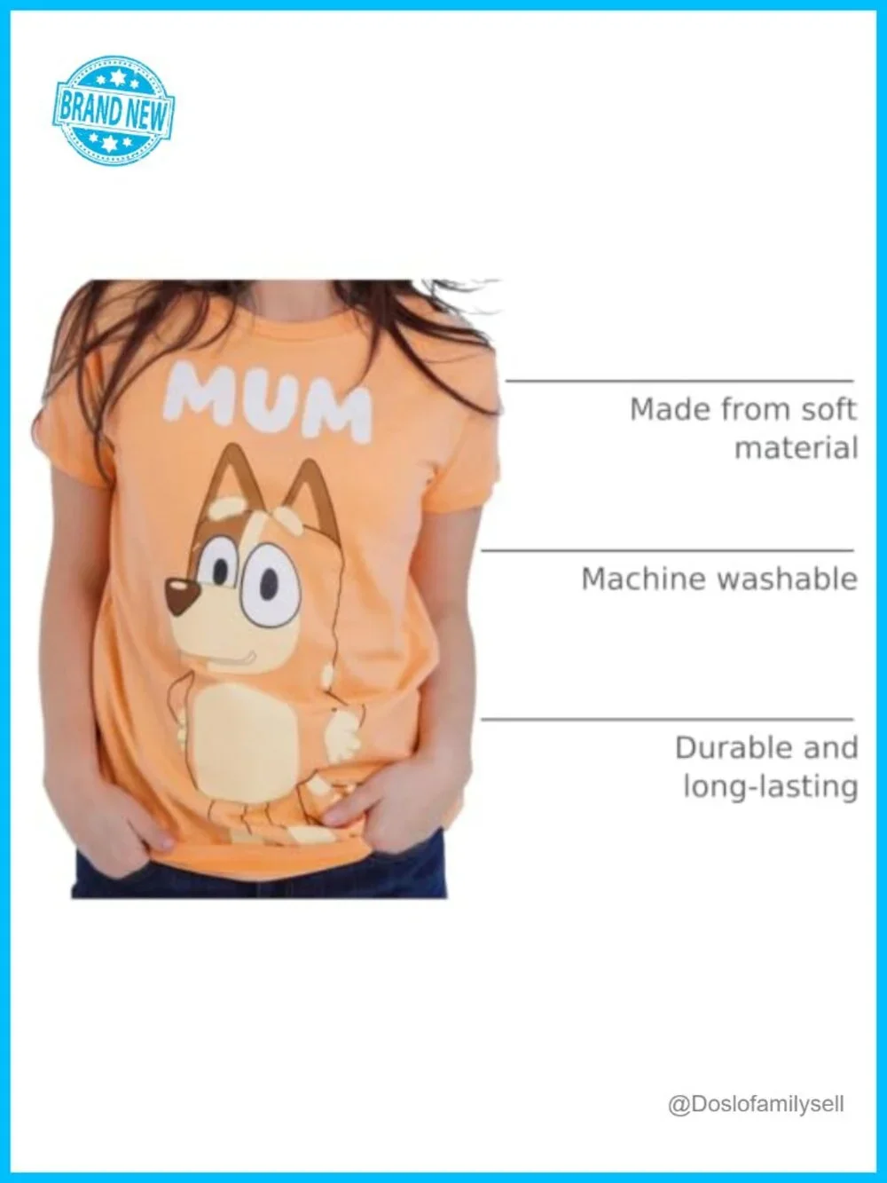 Bluey Matching Family Short Sleeve T-Shirt - Soft Cotton Blend Crewneck Tee